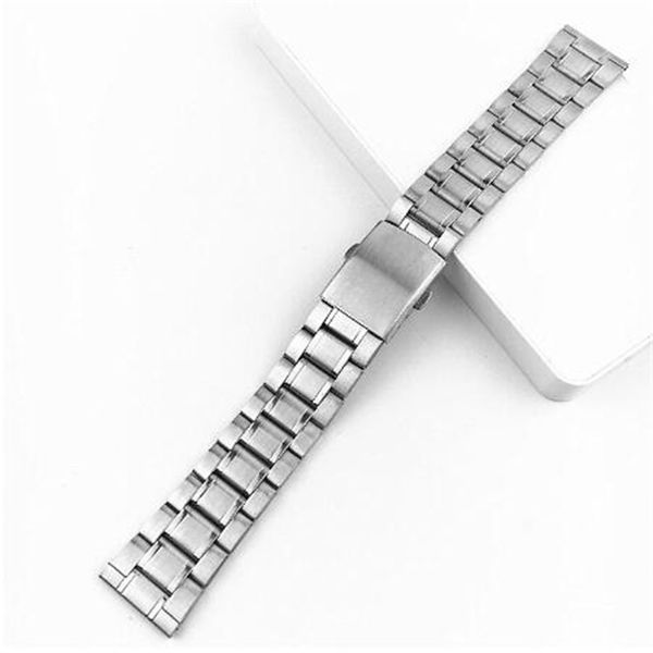 

watch bands stainless steel 12/14/16/18/20/22mm strap wrist bracelet silver color metal watchband with folding clasp for men women, Black;brown