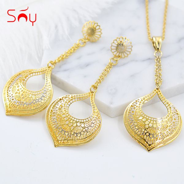 

sunny jewelry fashion jewelry 2020 earrings pendant sets for women heart hollow out water drop for party wedding daily, Silver