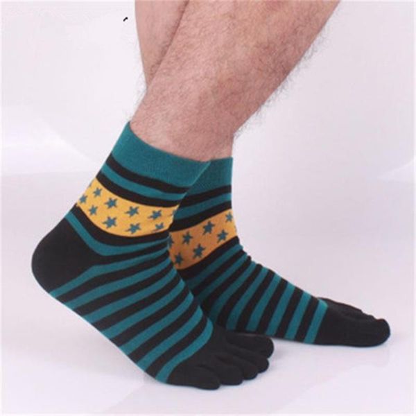 

men's socks 1 pair ly pure cotton star and stripe five finger toe breathable thick for men, Black