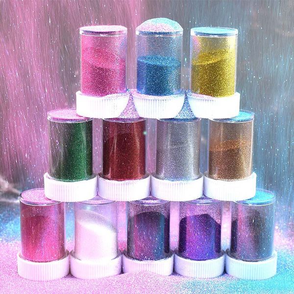 20g Glitter-Pulver für Lipgloss DIY Lipgloss Base Gel-Werkzeuge versagel schimmern Gesicht Glitzer-Make-up verwenden 12 Farben