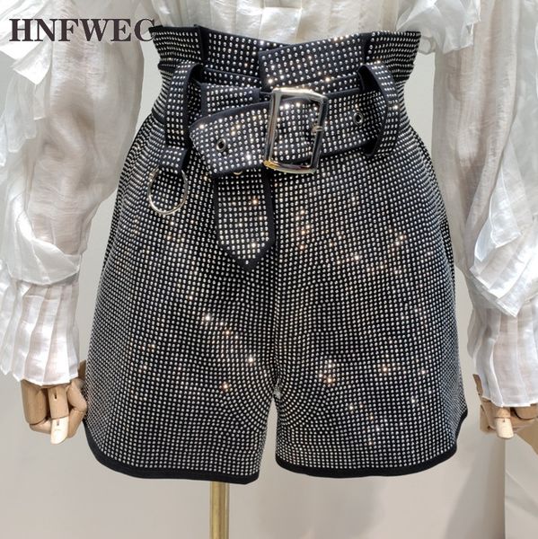 

2020 new summer fashion women clothing loose drilling high waist wide legs shorts female bottoms vestido q404, White;black
