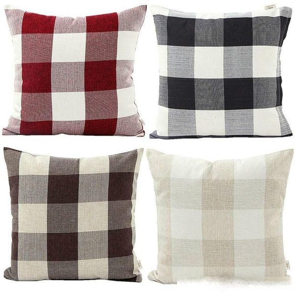 

check throw pillow case covers plaid decorative pillow cases square linen cushion covers for christmas new year home decor housewarming gift
