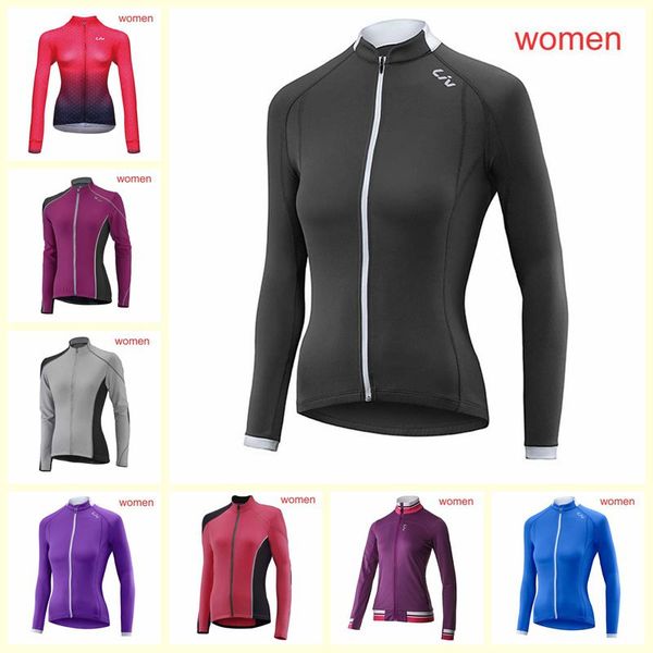 

wholesale women's bike jersey long sleeves spring autumn bicycle clothes shirt custom female cycling jersey u91815, Black;red