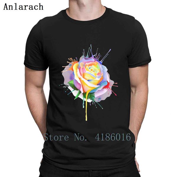 

watercolor painting rose bud t shirt summer style cool euro size s-5xl original loose cotton building create shirt