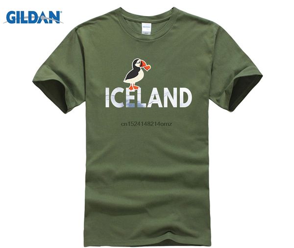 

i love iceland with puffins t shirt - iceland tourist shirt round neck short sleeve casual t-shirt cool t-shirt