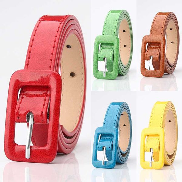 

fashion pu leather metal buckle pin waist belt women thin belt for dress belts, Black;brown