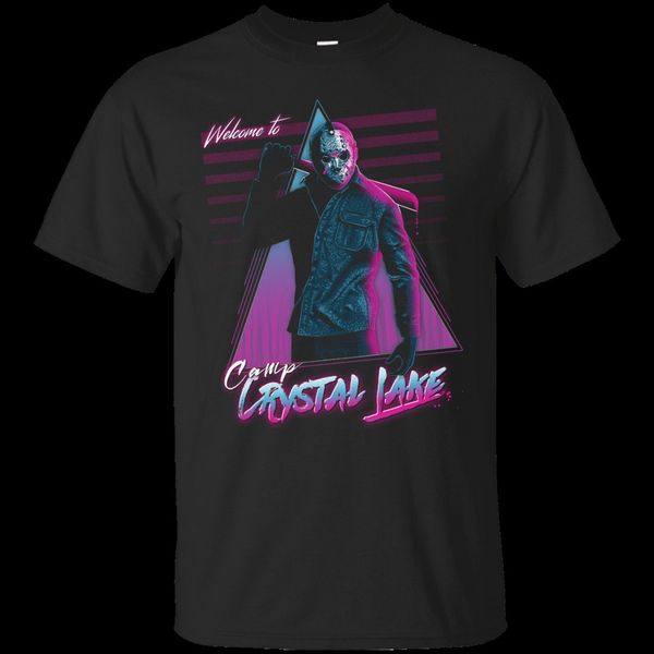 

welcome to camp crystal lake friday the 13th jason voorhees horror black t-shirt fashion tee shirt
