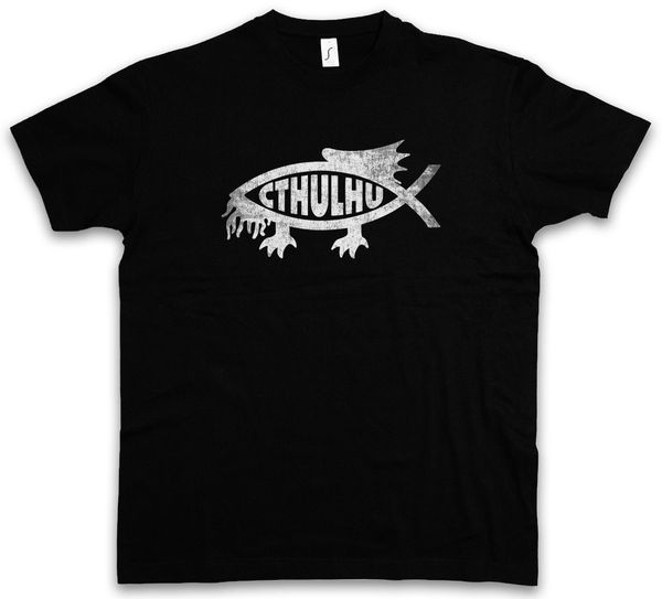 

2019 мода горячие продажи ктулху fish t-shirt ichtys miskatonic deamon insmouth marsh dunwich церковь святой tee рубашки