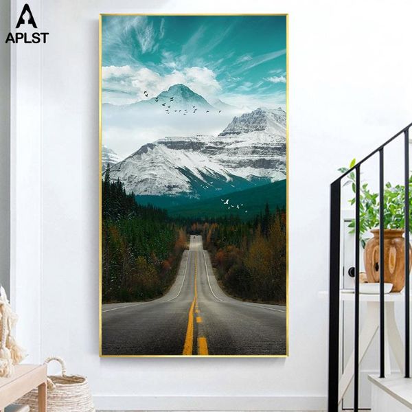 

paintings flying birds forest canvas prints & poster nordic landscape snowy mountain road painting picture printing wall art home decor