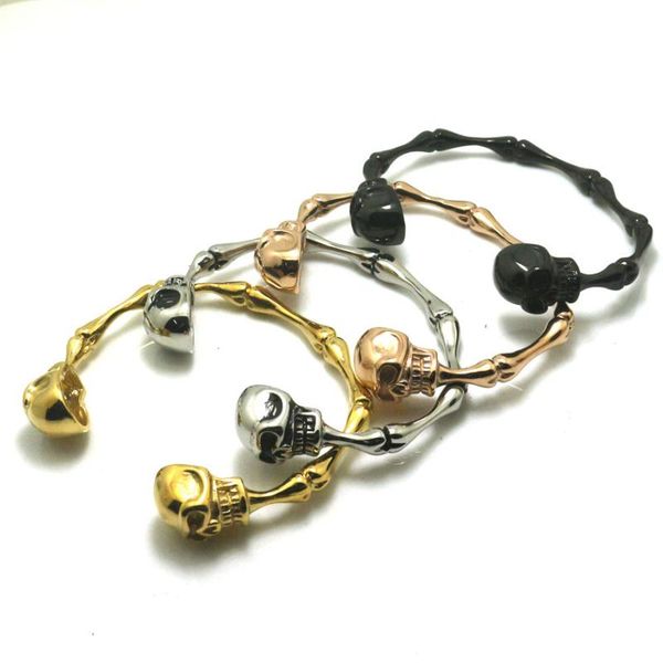 

mens boys 316l stainless steel cool skull bangle pendant, Black