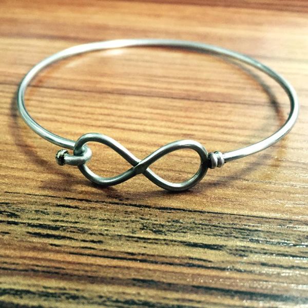 

bangle mjb0452 stainless steel infinity 1.8mm round wire expandable adjustable fashion jewelry wiring bracelet, Black
