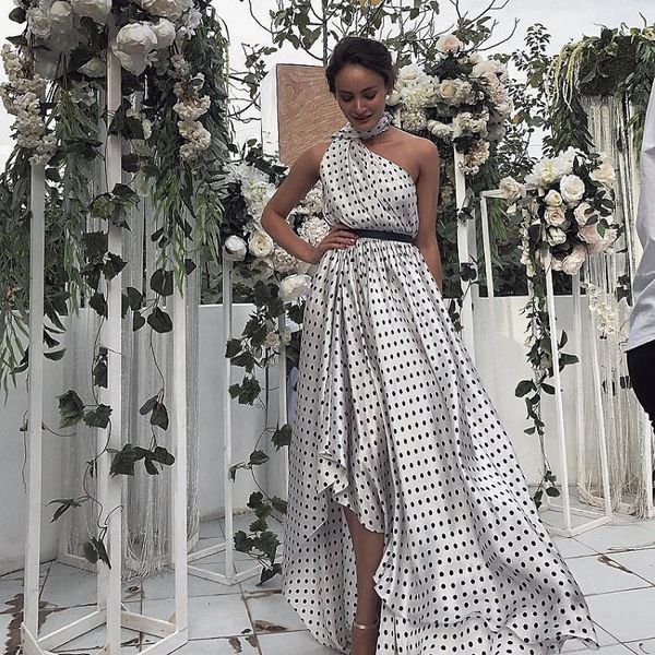 

casual dresses halter polka dot party dress with sashes summer bohemian beach maxi spring backless asymmetrical vestido, Black;gray