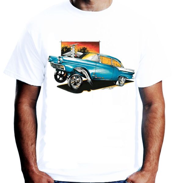 

2019 100% cotton mens t-shirt 50's gasser drag car rod muscle v8 tee shirt