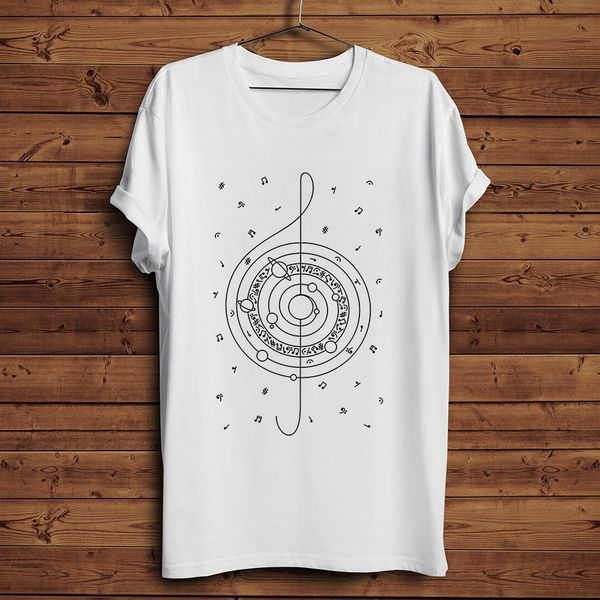 

treble clef solar system funny t shirt men 2019 summer new white casual homme cool music style geek tshirt