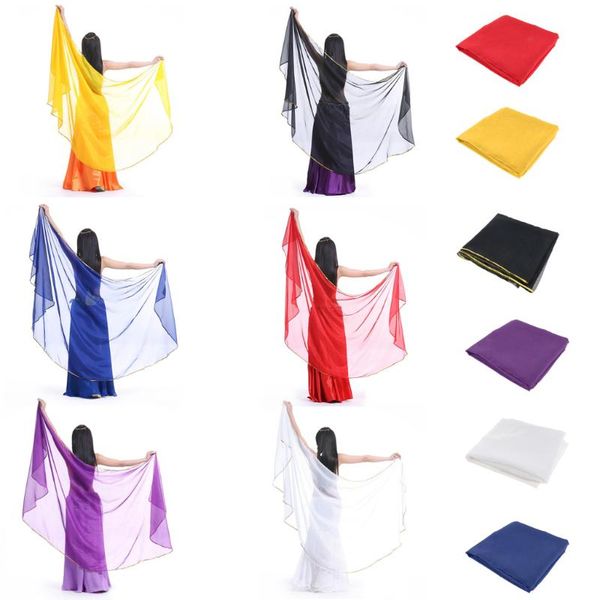 

glitter sequins trimmed chiffon veil shawl belly dance hip wrap scarves belly dance veil dancing accessories 250x120cm, Black;red
