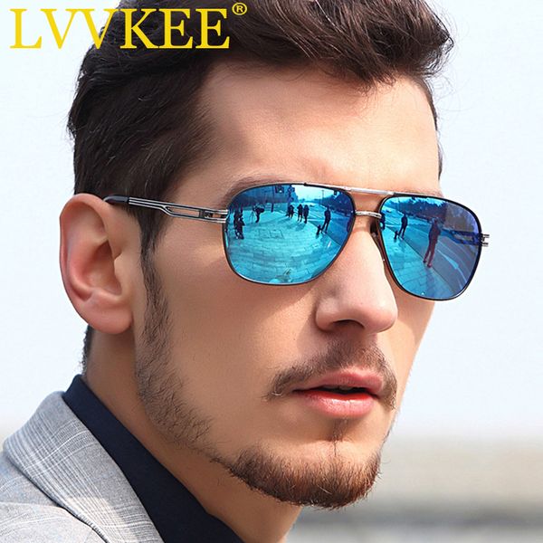 

sunglasses lvvkee brand designer polarized metal frame blue lens men sun glasses for women uv400 protect shades, White;black