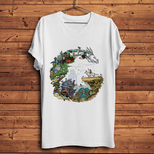 

hayao miyazaki anime collection spirited away and totoro tshirt men white casual short sleeve t shirt ghibli manga tee