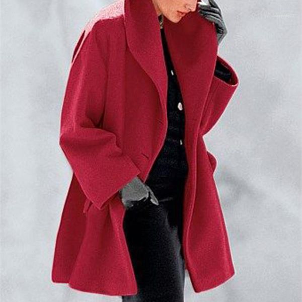 

deisgner loose solid color jacket fashion womens outerwear winter womens coat, Black;brown