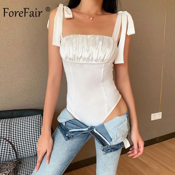 

women's jumpsuits & rompers forefair bow bandage women bodysuit white skinny club ruched fashion sleeveless bckless square neck autumn, Black;white