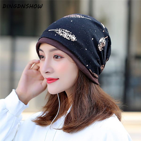 

dingdnshow] 2020 beanies hat skullies cotton warm winter cap ladies print flower bonnet hat knitted cap women, Blue;gray