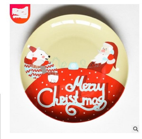 

2020 christmas ceramic plate cartoon hand painted steak plate fruit dish bone china western dish dinnerware 014