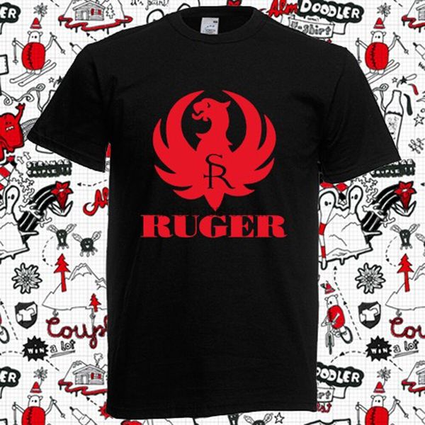 

new ruger pistols riffle firearms logo mens black t-shirt size s to 3xl