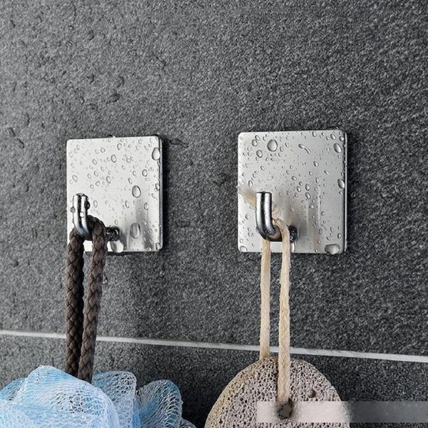 

5pcs bathroom and kitchen hooks door wall hanger wall hooks hanger self adhesive robe towel hook 304 stainless steel genuine t200319