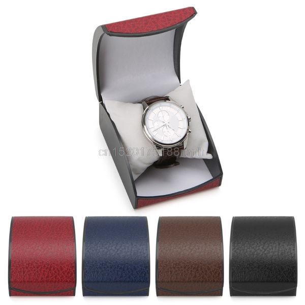 

luxury wristwatch box display case gift for jewelry bracelet faux leather holder, Black;blue