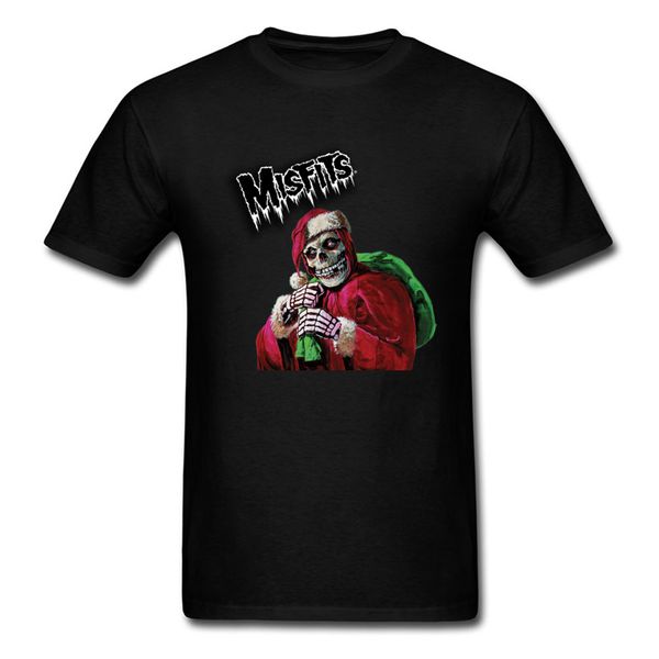 

misfit 2018 halloween christmas black t-shirt for men skull santa claus print male unique design cartoon t shirt funny