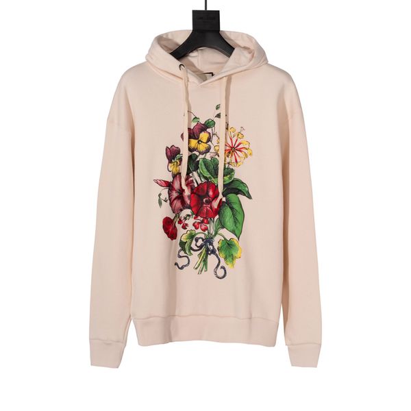 

man designers clothes 2020 20ss made in italy flower printed hooded sweatshirt high street casual long sleeve pullover men women, Black