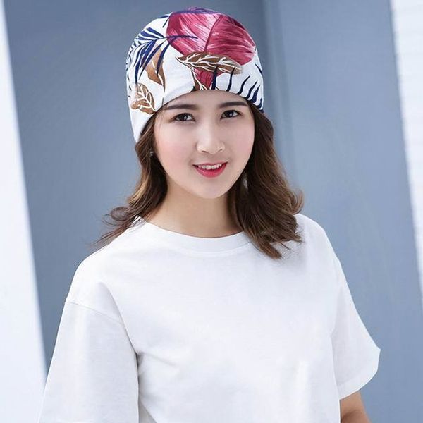 

new women cotton print baggy hat satin lining chemo cap elastic band night sleep cap headwear hair accessories, Blue;gray