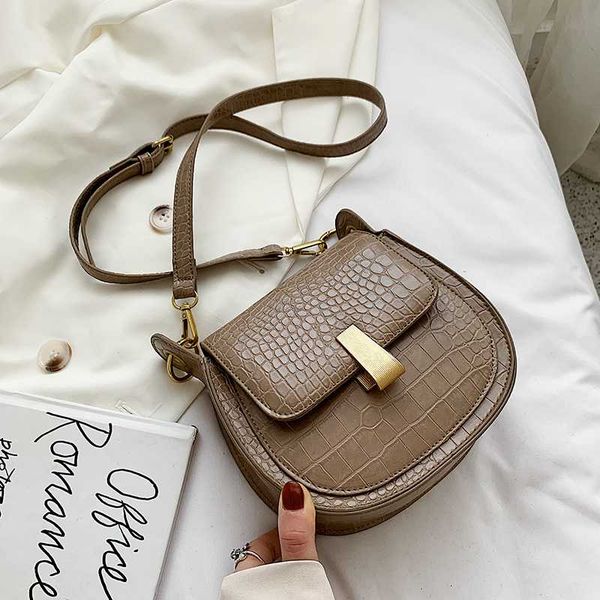 

stone pattern pu leather saddle bags for women 2020 mini crossbody messenger bag female travel handbags