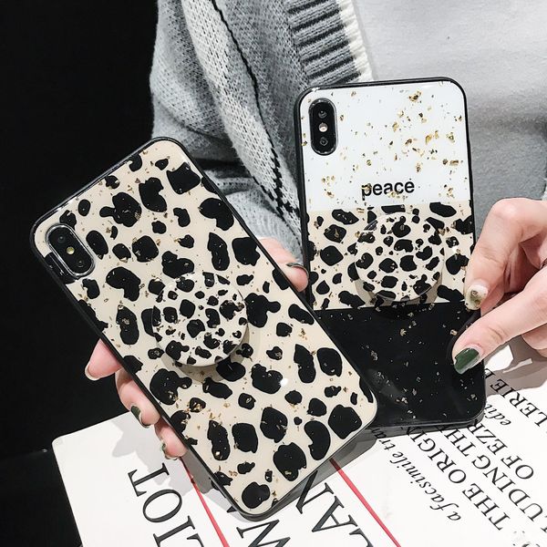 

leopard print holder stand phone case for iphone 11 pro max 6 7 8plus se 2020 cover for samsung s20plus s10 note10 plus