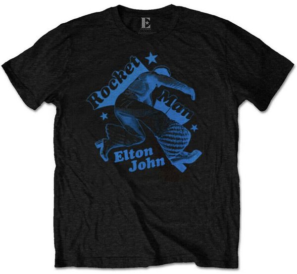 

elton john 'rocketman jump' (black) t-shirt - new & official t shirts men casual