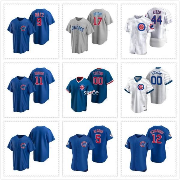 

9 javier baez chicago baseball jerseys cubs anthony rizzo kris bryant yu darvish collection custom 2020 new season jersey mens stitched, Blue;black