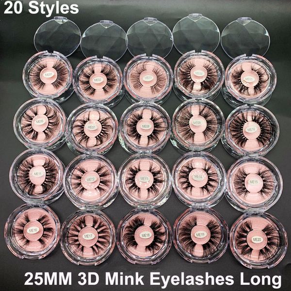 25mm kirpikler vizon 3d sahte kirpikler dramatik uzun kalın çapraz kirpikler% 100 gerçek vizon sahte kirpikler el yapımı 20 stil göz makyajı maquiagem