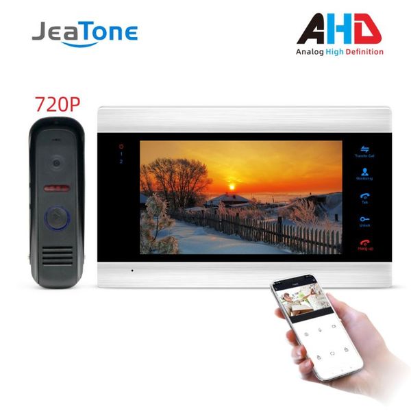 

video door phones 7'' wifi smart wired phone intercom system recording kit with 720p ahd doorbell camera app remote