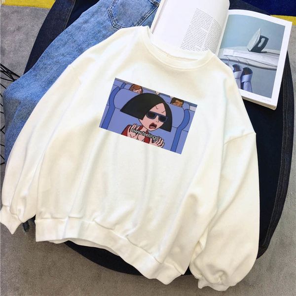 

eww feelings letter cartoon casual new winter ins female spoof large size loose o-neck harajuku fun couple sweatshirt, Black