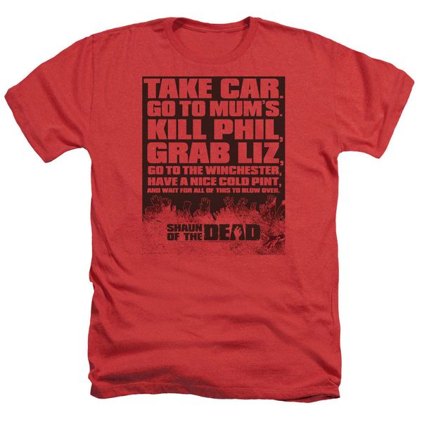 

shaun of the dead movie to-do list take car heather t-shirt all sizes cotton tee shirt