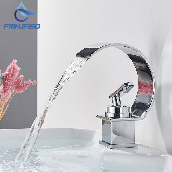 

bathroom sink faucets chrome/orb/nickel polished basin faucet single handle hole mixer taps deck mounted waterfall outlet wash