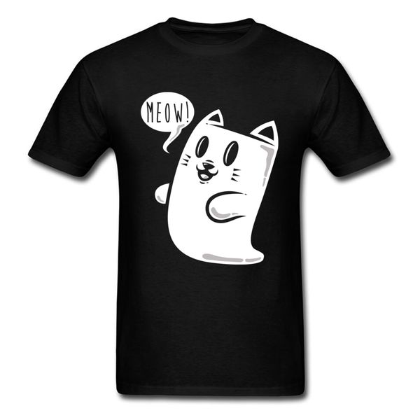 

meow cat ghost t shirts mens funny t-shirt simple streetwear men halloween cartoon clothing boyfriend gift tshirt kawaii