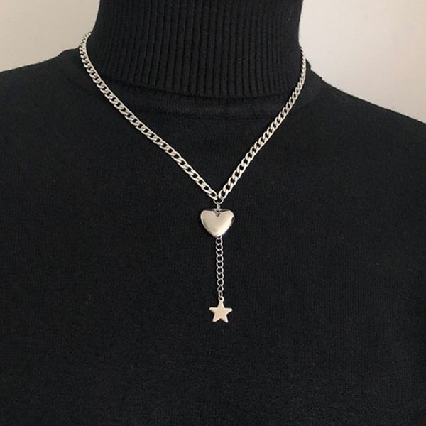 

hip hop rock stainless steel silver color square heart pendant necklaces for women men padlock necklace brand jewelry