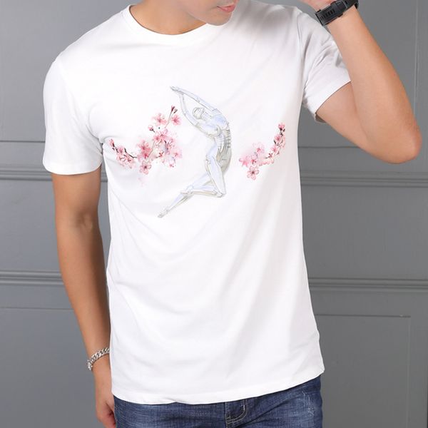 

20ss france robot flower letter print tee high street short sleeves high-end summer breathable solid t-shirt fashion men women tee, White;black