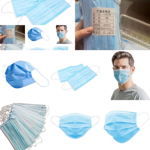 

2021layer disposable face mask ear-loop three air face masks cover 3-ply non-woven disposable a4ue