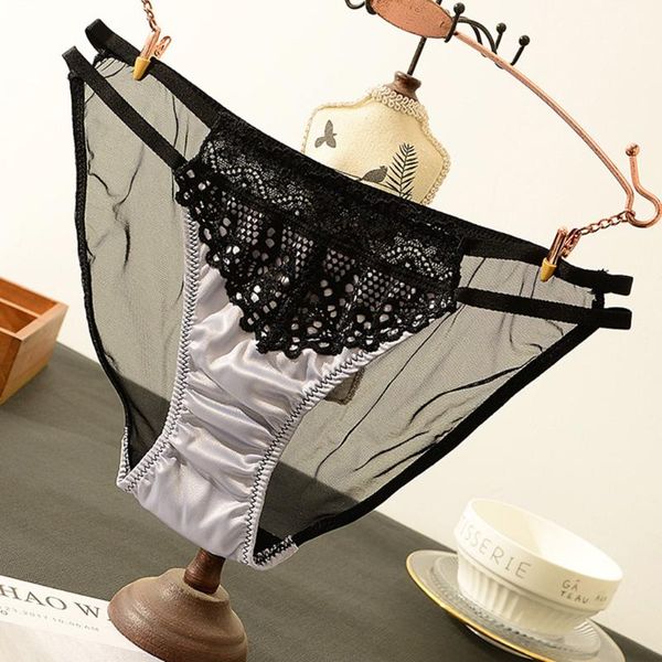 

women's panties lace stitching women pantys mesh yarn hollow out underwear low-rise underpants calsinhas femininas breathable lingerie, Black;pink