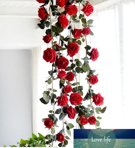 New Australia 1.8m seta rosa fiore vite alta qualità artificiale decorativa rosa Rattan decorazione di sfondo di nozze