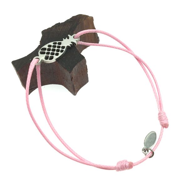 

wish bracelet pineapple stainless steel charm cord bracelet adjustable pendant string lucky for women girls, Golden;silver
