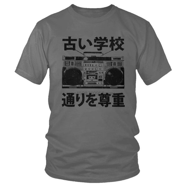 

men retro japanese kanji old school t shirt streetwear 80s distressed nostalgia radio t-shirt short sleeve cotton graphic tee
