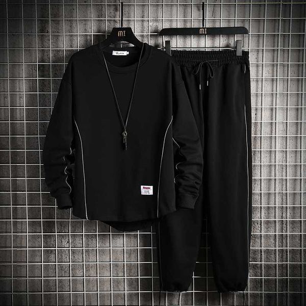 

men's sportswear tracksuit men hip hop streetwear sweatshirts + sweatpants black cotton hoodie joggers pants sets men suits, Gray