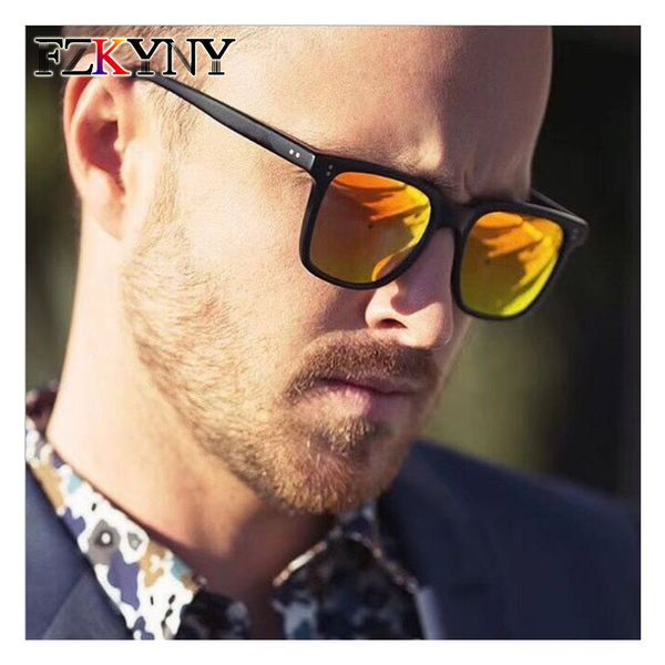 

fzkyny men classic sunglasses brand designer men retro rivets shades sun glasses vintage fashion coating eyewear, White;black